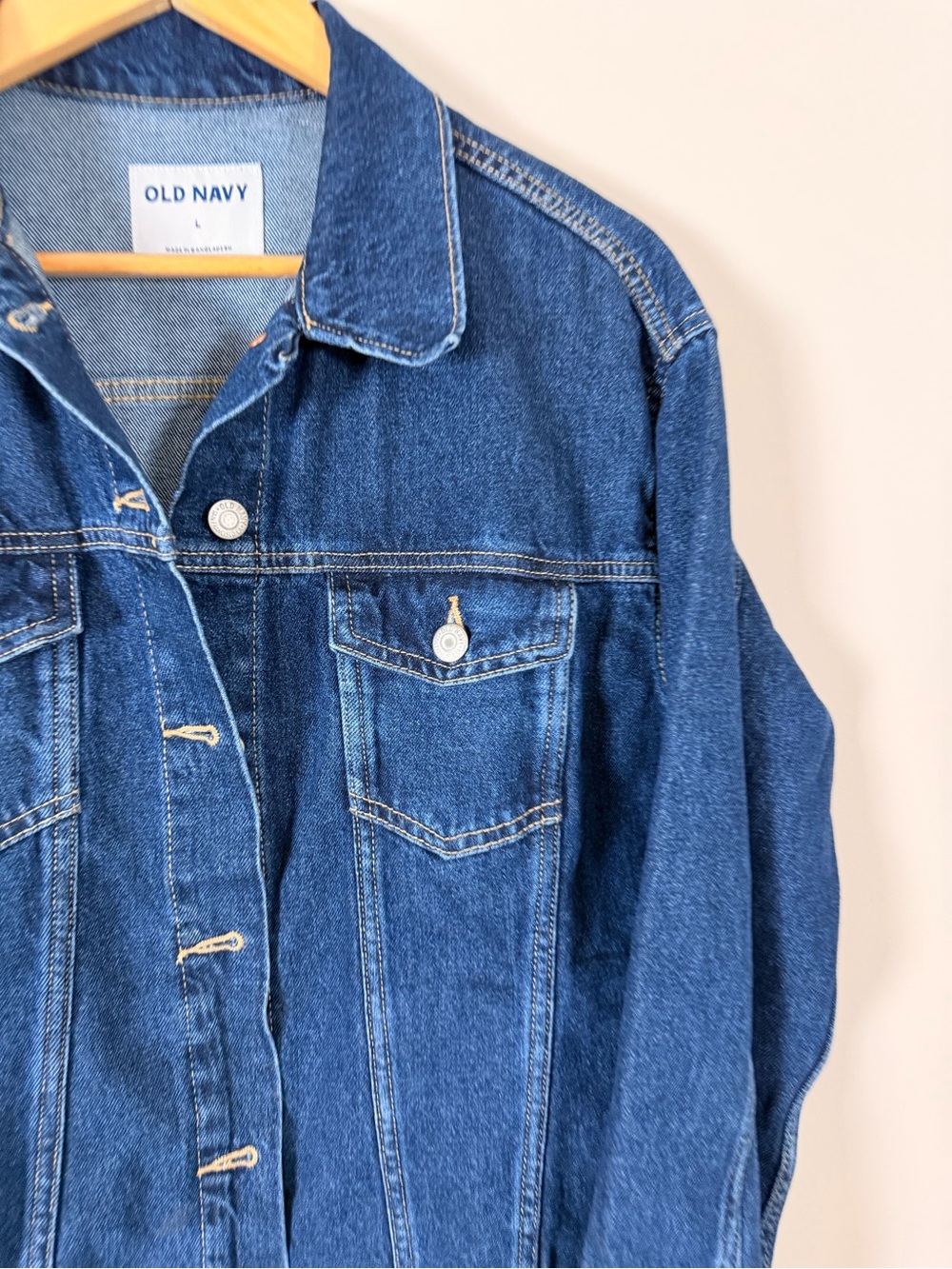 Old Navy Dark Wash Denim Trucker Jacket Women’s Large Button Front Classic - Picture 4 of 7